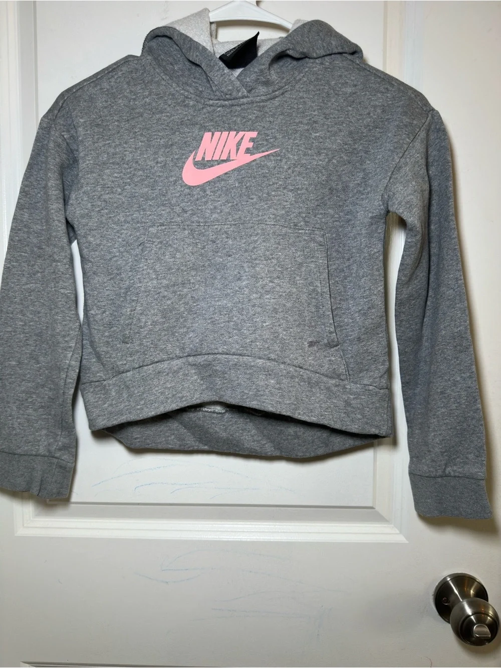 Nike Gray Hoodie with Pink Swoosh